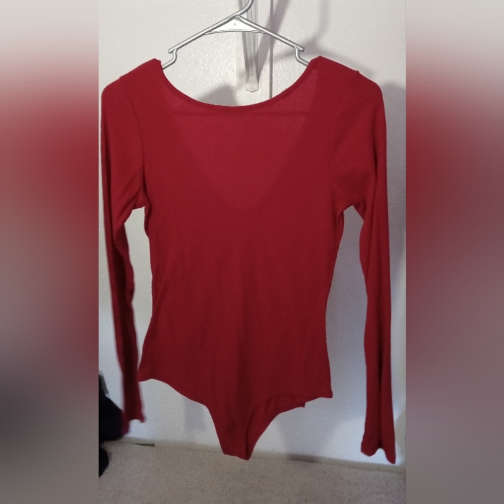 Red long sleeve bodysuit